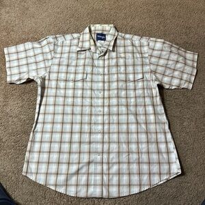 wrangler Pearl snap shirt men’s xl white striped western short sleeve